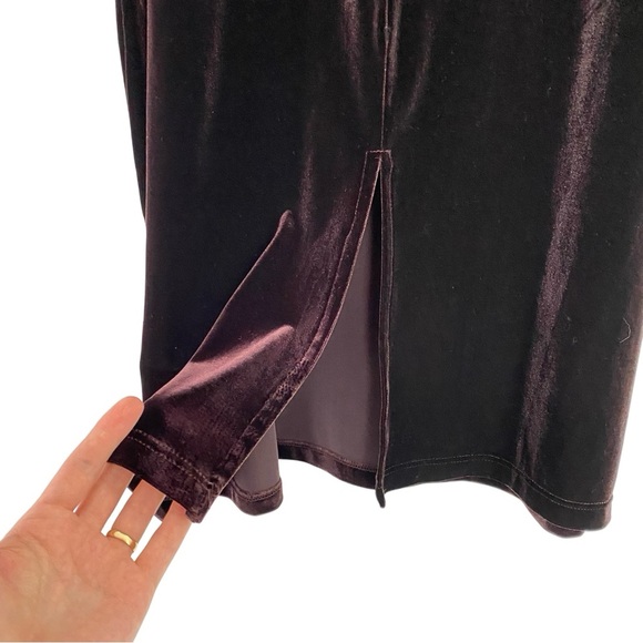 Vintage 90s Velvet Skirt Womens Size 2XL Midi Brown Burgundy Red Made In USA - Picture 4 of 8